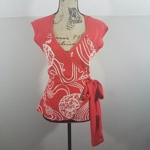 Eva Franco Floral Wrap Silk Blouse Shirt Sz 4